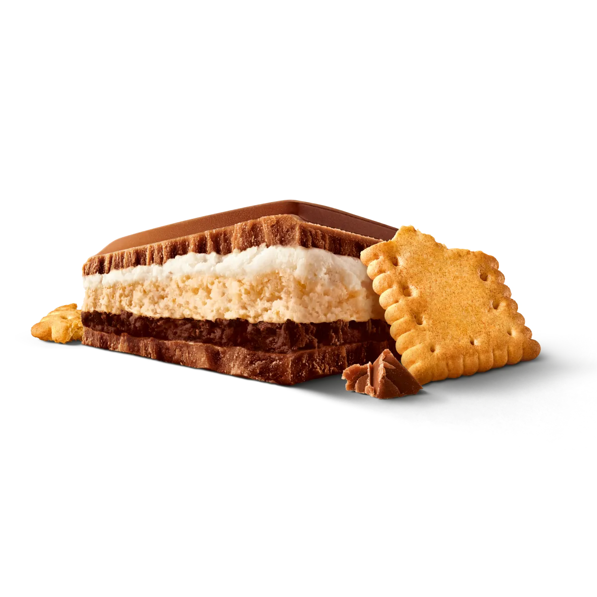 Ein Stück von der Milka Mmmax Schokolade der Sorte Schoko Keks