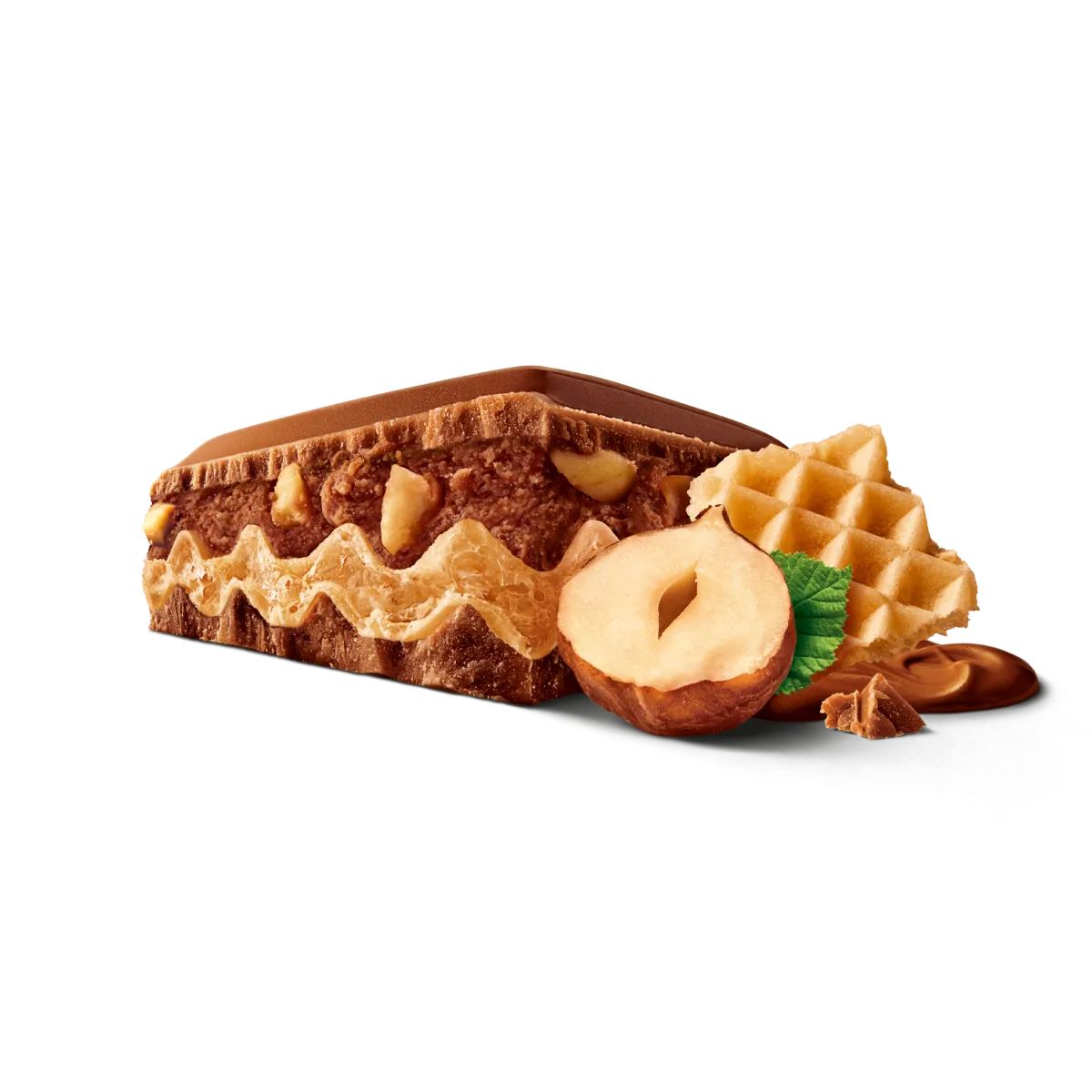 Ein Stück von der Milka Mmmax Schokolade der Sorte Nussini